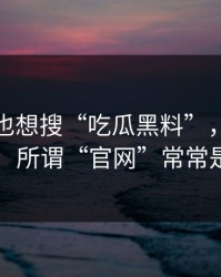 如果你也想搜“吃瓜黑料”，先看完这段：所谓“官网”常常是假冒