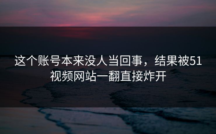 这个账号本来没人当回事，结果被51视频网站一翻直接炸开