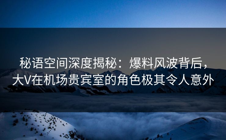 秘语空间深度揭秘：爆料风波背后，大V在机场贵宾室的角色极其令人意外