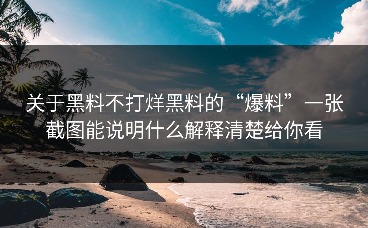 关于黑料不打烊黑料的“爆料”一张截图能说明什么解释清楚给你看